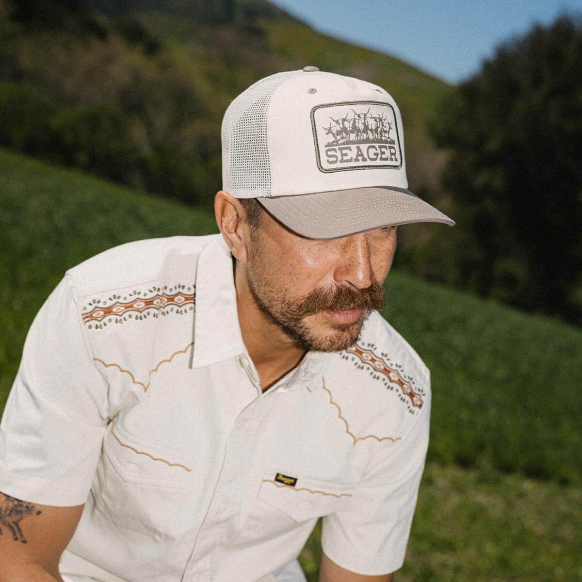Herd Trucker Snapback Cream/Woodland