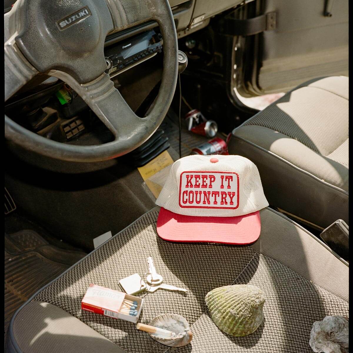 Keep It Country All-Mesh Trucker Snapback Cream/Red
