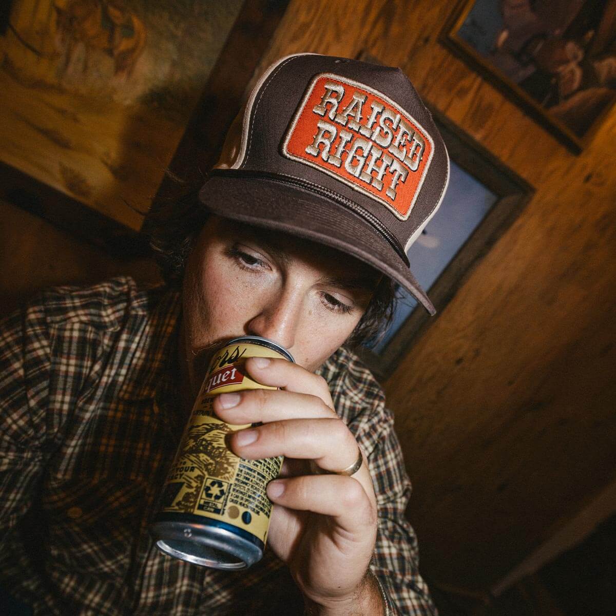 Raised Right Trucker Snapback Brown