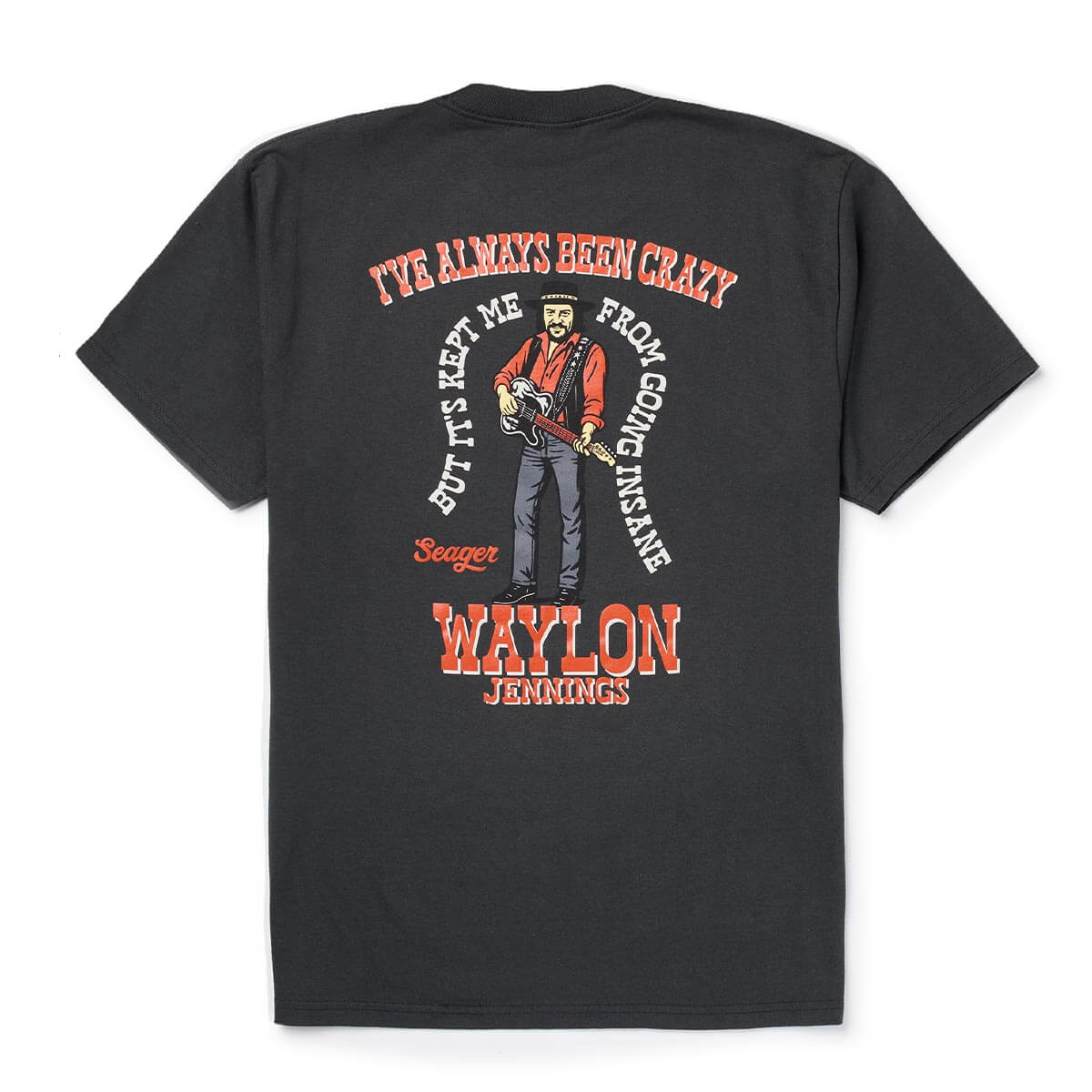 Seager x Waylon Jennings Always Been Crazy Tee Vintage Black