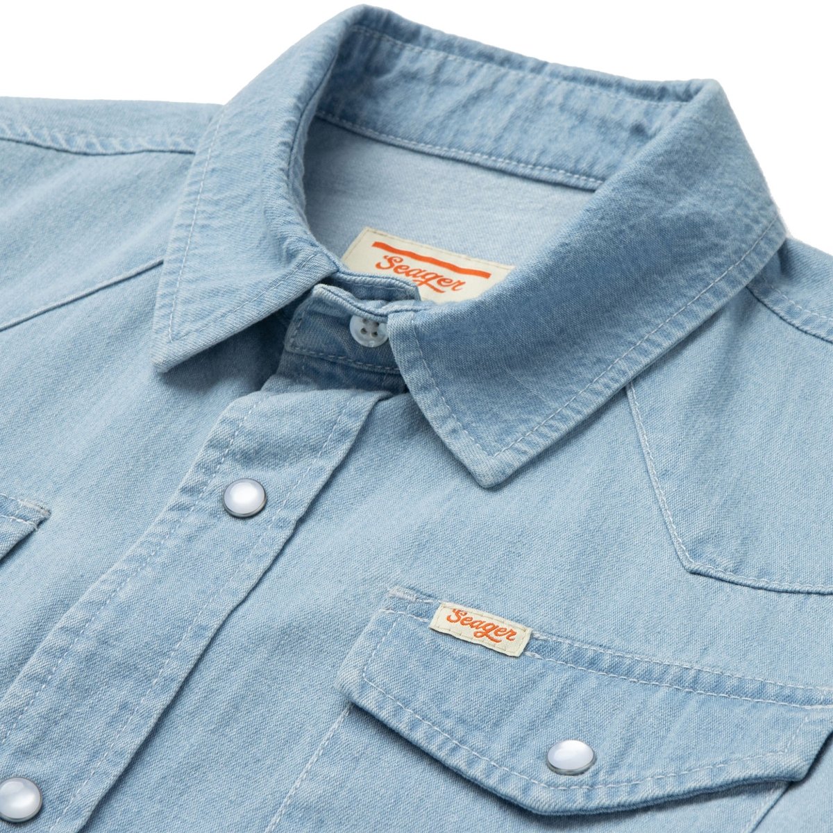 Reagan Pearl Snap Light Wash Indigo - Seager Co.